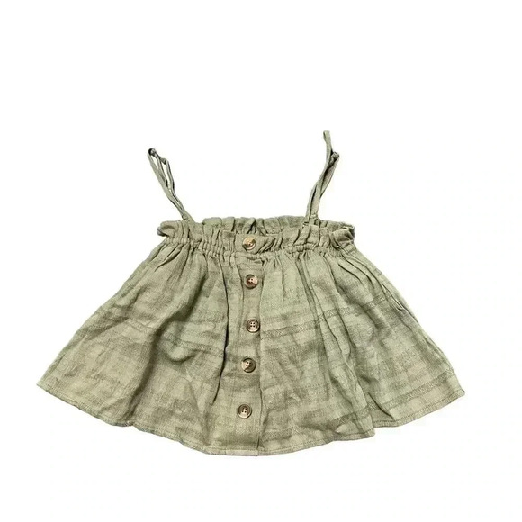 American Eagle Cropped Button Front Tank Top Peasant S Army Green‎ Boho NWT - Picture 1 of 8